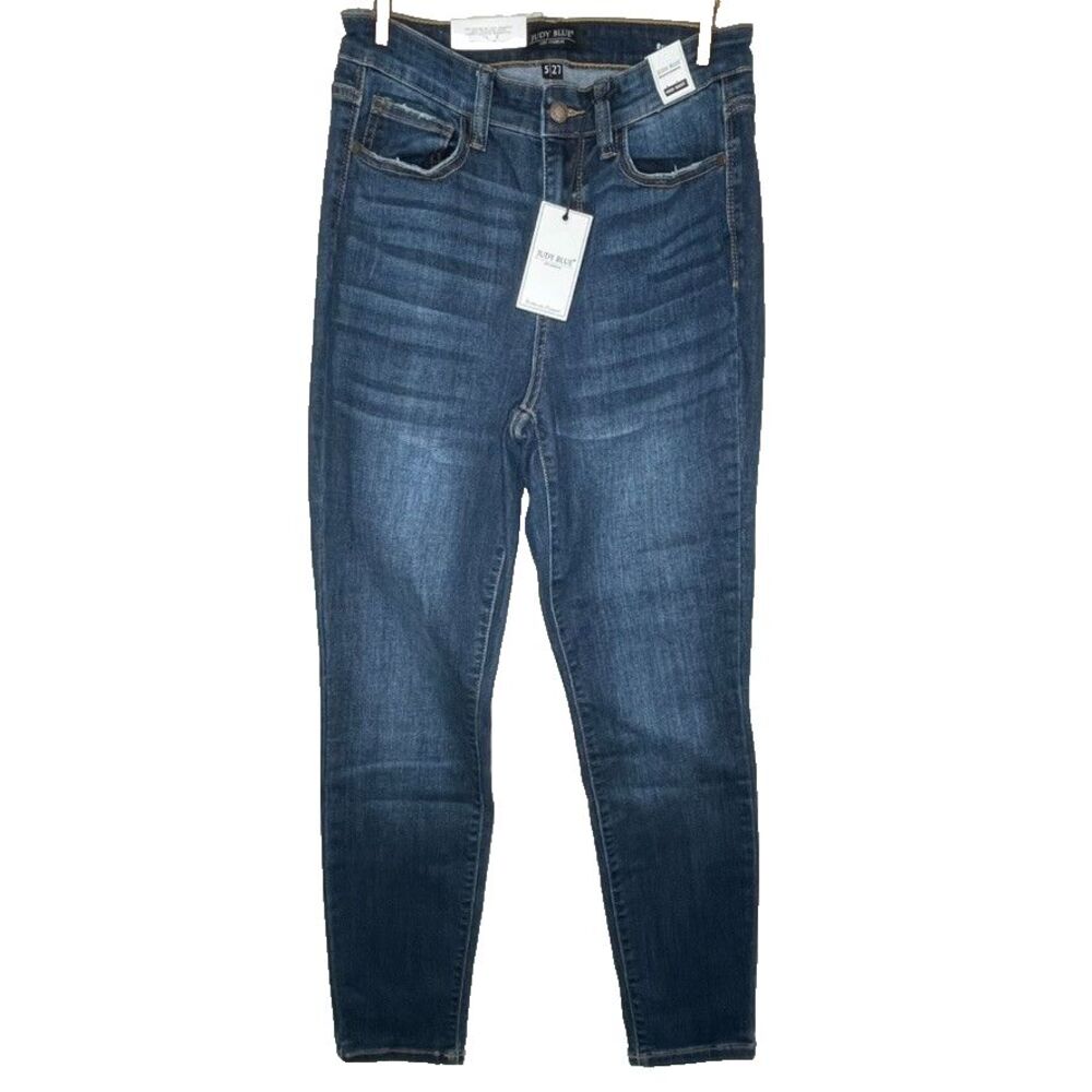 (NWT) Judy Blue Sz 5/27 Relaxed Fit High Waist Skinny Blue Stretch Denim Jeans - Picture 2 of 10